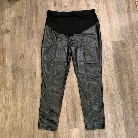 SHEIN maternity adjustable waist pleather black leggings size XL - Picture 1 of 4
